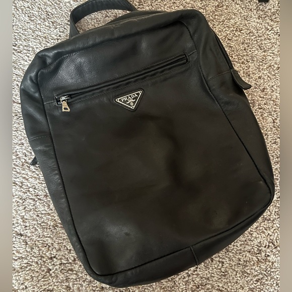 Vintage authentic Prada Black Leather Backpack - Picture 1 of 6